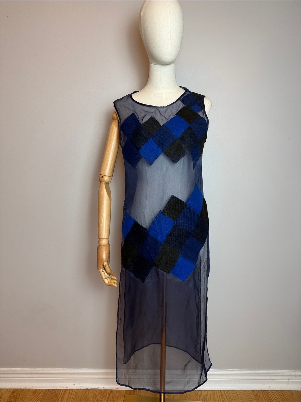 Maurizio Pecoraro Milano Sheer Patchwork Organza Midi Tunic Dress - AS IS